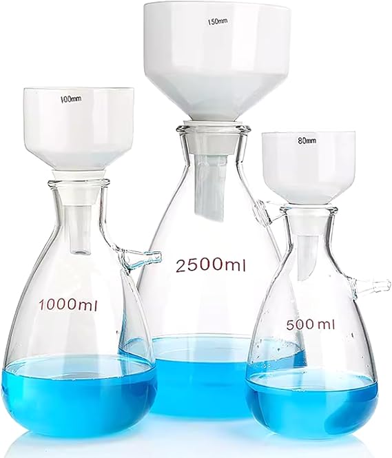 Laboratory Vacuum Filtration Kit with Rubber Tube,Rubber Tray,Filtering Flask and Buchner Funnel. (2500ML)