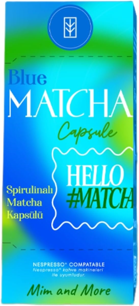 Blue Matcha Capsule – Nespresso Compatible, Blue Spirulina Superfood Matcha Powder, Pack of 10