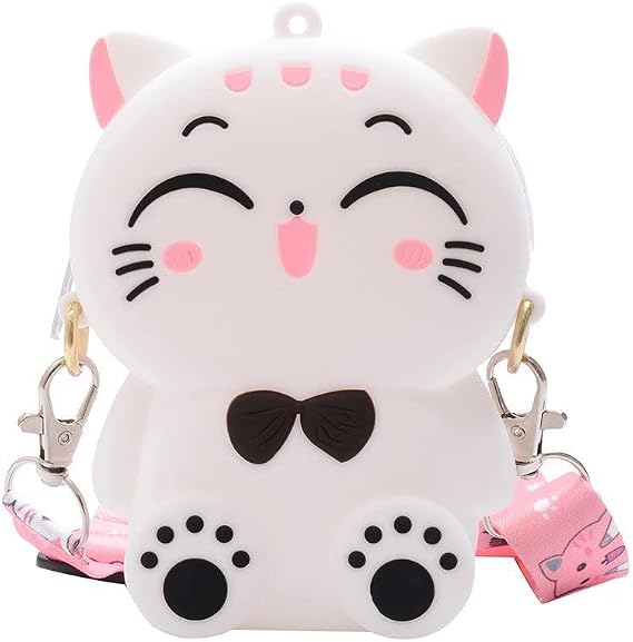 Kawaii Cat Silicone Purse Cutecore Cash Bag Cartoon Animal Crossbody Bag Novelty Small Satchel Card Holder Accessories