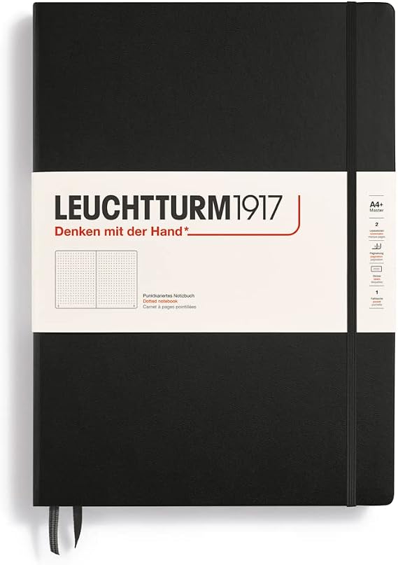 LEUCHTTURM1917 - Notebook Hardcover Master Classic A4+ 235 Numbered Pages for Writing and Journaling (Black, Dotted)