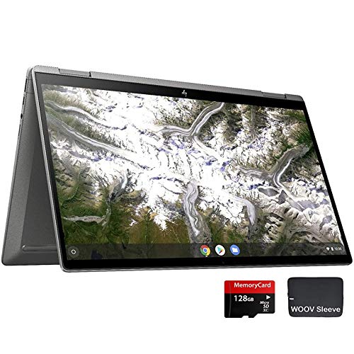 HP x360 2-in-1 14 Touchscreen Chromebook Laptop, Intel Core i3-10110U, 8GB RAM, 64GB eMMC SSD, Intel UHD Graphics, Backlit Keyboard, Fingerprint Reader, Chrome OS, W 128GB MicroSD Card WoovSleeve