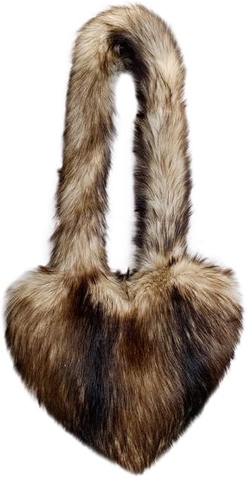 Large Heart Shaped Bag for Women Faux Fur Shoulder Purse Y2k Crossbody Bag Chic Handbag Furry Shoulder Tote Purse