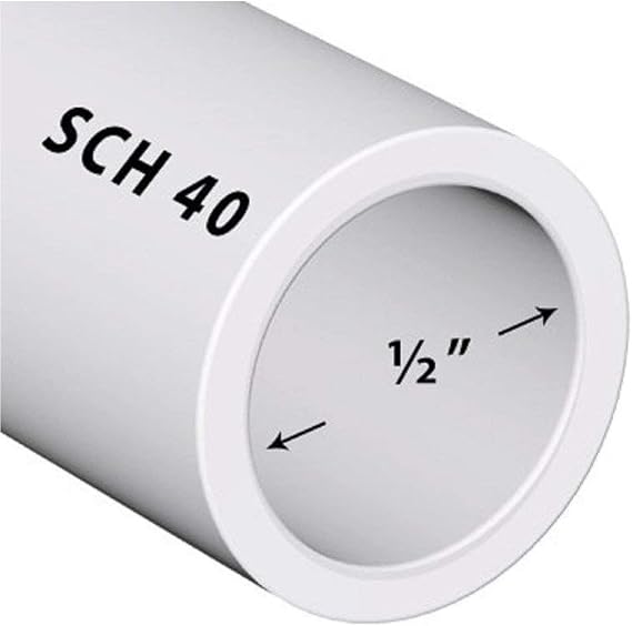 VENTRAL Schedule 40 PVC Pipe 1/2 Inch (0.84 OD), White, Cut Lengths for Plumbing, Landscape, Pool, Spa (72 Inches Long)