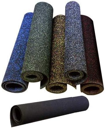 American Floor Mats 1/4in (7mm) Thick 10% Blue 4' x 3' Heavy Duty Rubber Rolls, Protective Exercise Mats, Home Gym Rubber Flooring
