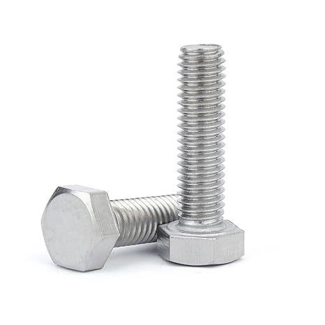 1/2-131" Hex Head Screw Bolt, 304 Stainless Steel 18-8, Full Thread, Coarse Thread UNC, ASME B18.2.1, 5 Pcs-Pack