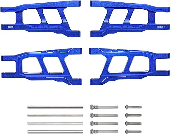 Aluminum Suspension A Arms for 1/10 Traxxas Rustler Slash Stampede Hoss 4WD 4x4 Upgrade Parts Replacement of Part 3655 (Dark Blue)