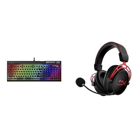 HyperX Alloy Elite 2 Mechanical Gaming Keyboard, Software-Controlled Light & Macro Customization & Cloud Alpha Wireless - Gaming Headset for PC, 300-hour Battery Life, DTS Headphone