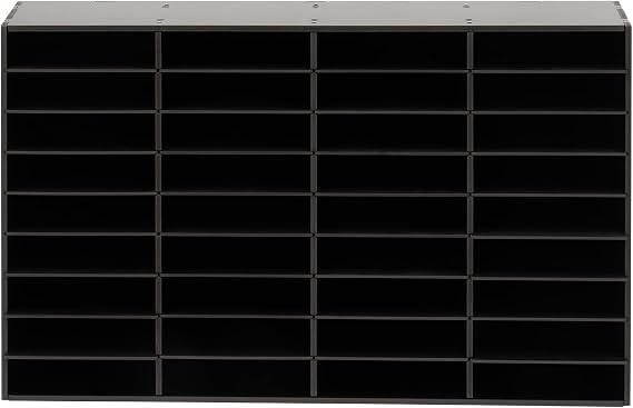 36 Compartment Literature Organizer,9 Tires Files Storage Bookcase,Countertop Literature Sorter with Adjustable Shelves for Magazines, Documents,Black (36 Compartment,Black)