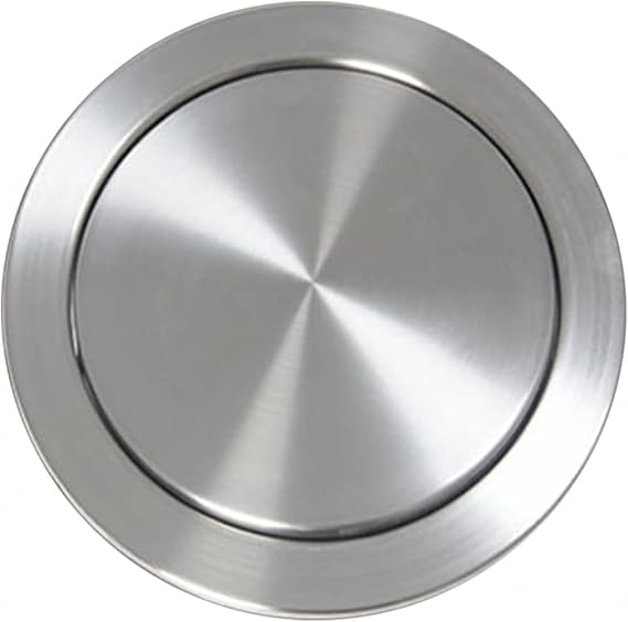 Trash Can Lid, Round Recessed Countertop Cover, Balance Swing Flap Garbage Lid, All Brushed Built-In Waste Chute Cover for Kitchen Office Desk-Silver/304