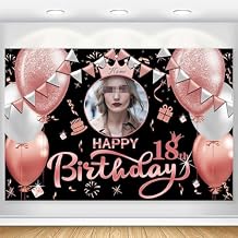 Custom Rose Gold Happy Birthday Banner Backdrop Large Happy Birthday Backgroud Party Indoor Outdoor Car Decoration Supplies for Girl Women (4x6ft)