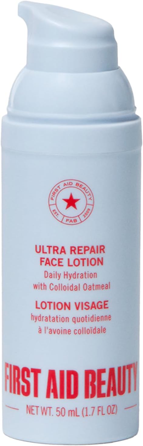 First Aid Beauty - Ultra Repair Face Moisturizer, Soothing Face Colloidal Oatmeal, Everyday Lightweight Non-Comedogenic Formula Helps Soften Skin with Ceramides and Shea Butter, 1.7 oz