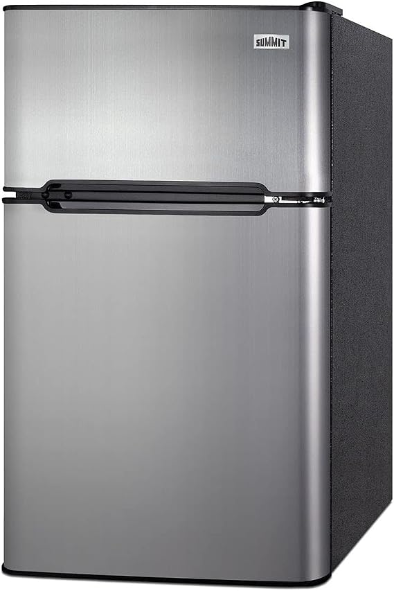 Summit Appliance CP34BSS 2-Door Refrigerator-Freezer, 19" Wide, 3.2 cu.ft Capacity, Adjustable Glass Shelf, Cycle Defrost, Adjustable Thermostat, Right Hand Door Swing, Leveling Legs