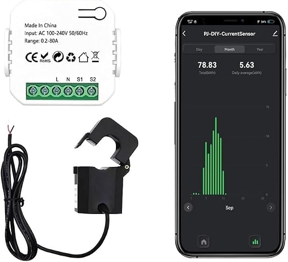 Intelligent Relay Tuya Smart Life WiFi Energy Meter 80A with Current Transformer Clamp KWh Power Monitor Electricity Statistics 50/60Hz Control Components