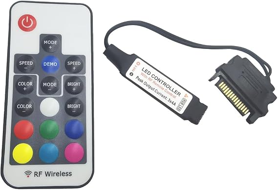 DC12V RGB Controller Mini RF17 Button Remote Control Wireless Large 4-Pin RGB Controller for PC Computer Case ARGB 5050 LED Strip Lighting