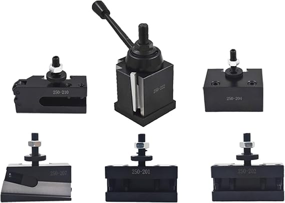 BXA Tool Post Set 6PCS 250-222 Wedge Type Quick Change Tool Post Set Piston Type Quick Change Tool Post Set Turning and Facing Holders