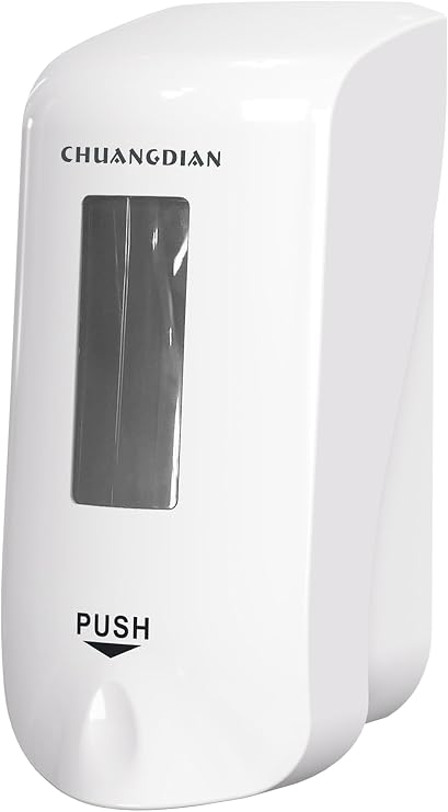 Hand Soap Dispenser Wall Mounted 1000ml, Manual Handwash Sanitizer Liquid Soap Dispenser,One-Touch Opening for Easy Refill, for Commercial & Home, Upgraded Edition, Pearl-White 
