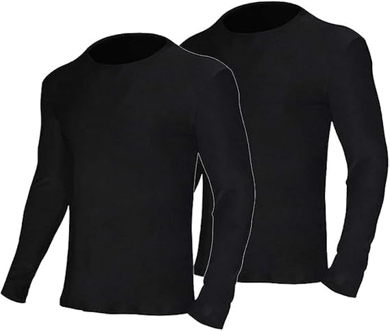 YUSHOW 2 Pack Men's Thermal Underwear Tops Long Sleeve Warm Thermal Shirts for Men Ultra Soft Base Layer