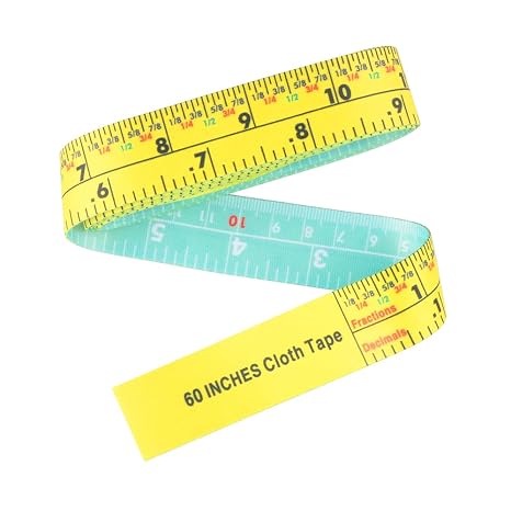 5 Ft Easy Read Tape Measure,1-Inch Wide Dual Sided Measuring Tape | Ft/Inch/Imperial/Metric/Fractions/Decimals/Engineer Scale (Green-Yellow)