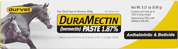 DuraMectin Ivermectin Paste 1.87% Horse Dewormer - 6.08g Oral Syringe Tube