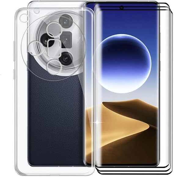 Phone Case Oppo Find X7 Ultra Case, with 3 x Tempered Glass Screen Protector, Anti-Scratch Shock-proof Clear Soft TPU Bumper Cover Ultra-Thin Case for Oppo Find X7 Ultra (6.82") - Transparent