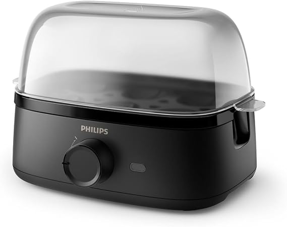 Philips Yumurta Pişirici 3000 Serisi, Aile Boyu 6 Yumurtaya Kadar (yumuşak, orta, sert, poşe), Kolay temizlenir, Poşe Tepsisi ve Yumurta Delici Aksesuarı, 400W Güç, Kompakt Tasarım (HD9137/91)