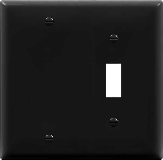 ENERLITES 2-Gang Toggle/Blank Combination Wall Plate, Black