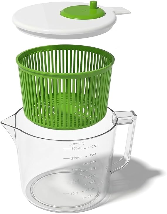 Cooler Kitchen Small Salad Spinner Mini Lettuce Spinner and Dryer with Measuring Cup Bowl Compact Veggie & Fruit Washer, Salad Dryer Spinner Dishwasher Safe, BPA-Free