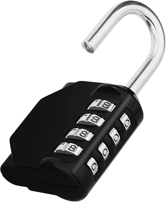ZHEGE Padlock, Combination Lock 4 Digits, Outdoor Lock Weatherproof (Black) | Padlock for Gym Locker, Garden Fence Gate
