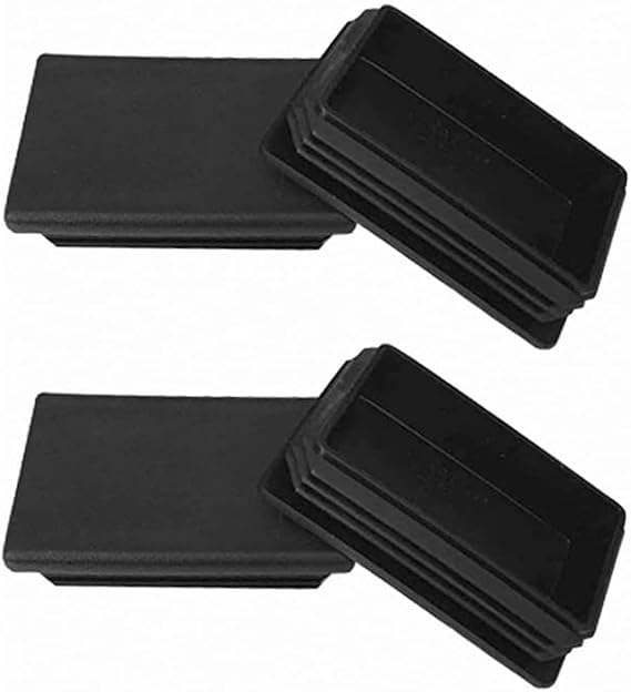 2"x 4" Rectangle Tubing End Caps, 50 mm * 100 mmTubing Post End Cap, Black Plastic Plugs, Chair Glide Floor Protector (4, 2"x 4")