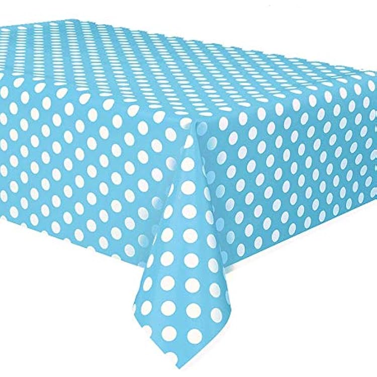 Royal7 2 Pack Light Blue Polka Dot Plastic Rectangle Tablecloth 54x108"