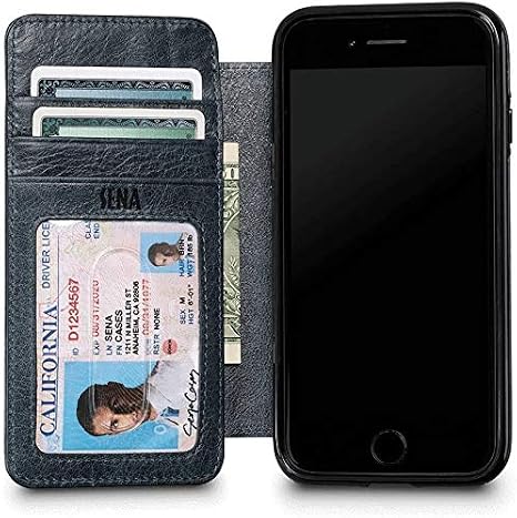 Wallet Book, Heritage Leather Wallet Case for New iPhone SE 3 (2022) / 2020 / iPhone 8/7, Denim