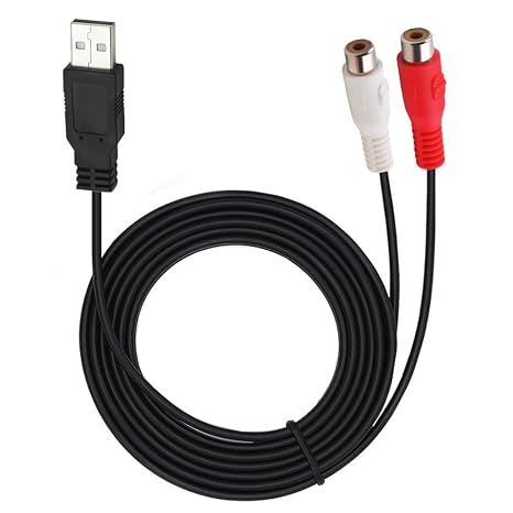 5Ft USB Male to 2 RCA Female AV Audio AUX Cable for Camcorder PC TV