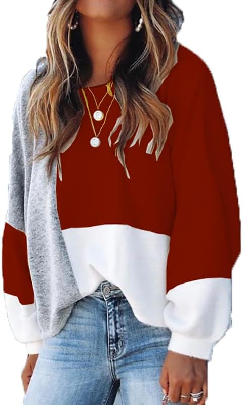 Women's Long Sleeve Patchwork Pullover Sweater 2026