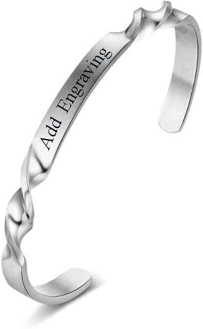 Custom Adjustable Stainless Steel Women Bracelets Personalized Names Cuff Bangle Bracelets for Friends