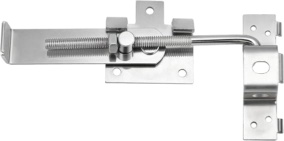 7 Inch Barn Door Jamb Latch with Hook for Barn & BiParting Sliding Doors | Heavy Duty Barn Door Latch Zinc-Plated Barn Sliding Door Hardware Lock Latches, Resists Livestock & Wind Impact