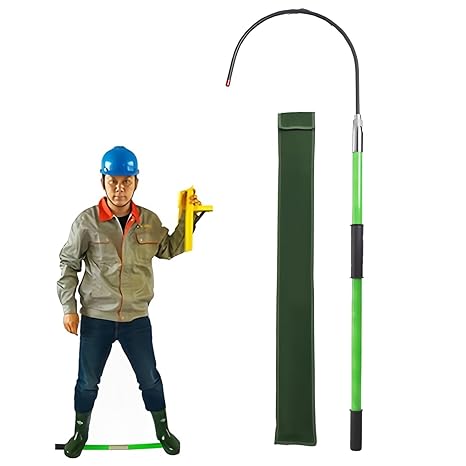Rescue Hook Hot Stick 220Lbs, Electrical Safety Rescue Hook for New Energy Vehicle Repairs, Body Rescue Hook Insulated, Portable Emergency Rescue Pole Electrical Safety Kit 3' 5' 6' 10'(Green,6.6ft/2m