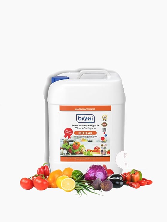 Sebze Meyve Yıkama Solüsyonu 5 Lt/Hipokloröz asit (HOCl) bazlı (ALKOLSÜZ)