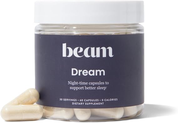 BEAM Dream Sleep Capsules Melatonin Sleep Aid for Adults with Magnesium, L-Theanine, Reishi Mushroom & Apigenin, Sleep Supplement for Deep Sleep, Natural Sleep Aids, Sleep Pills, 30 Servings