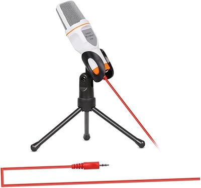 Mic Condenser Podcast Microphone Holder Clip for Pc Laptop Karaoke Noise Isolation Wide Frequency Response Designed for Online Chatting White