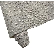 12x54 Inch Grey Ostrich Faux Leather for Upholstery Decoration,Embossed Textured Synthetic Fabric for DIY Bows Wallet Sewing Crafts