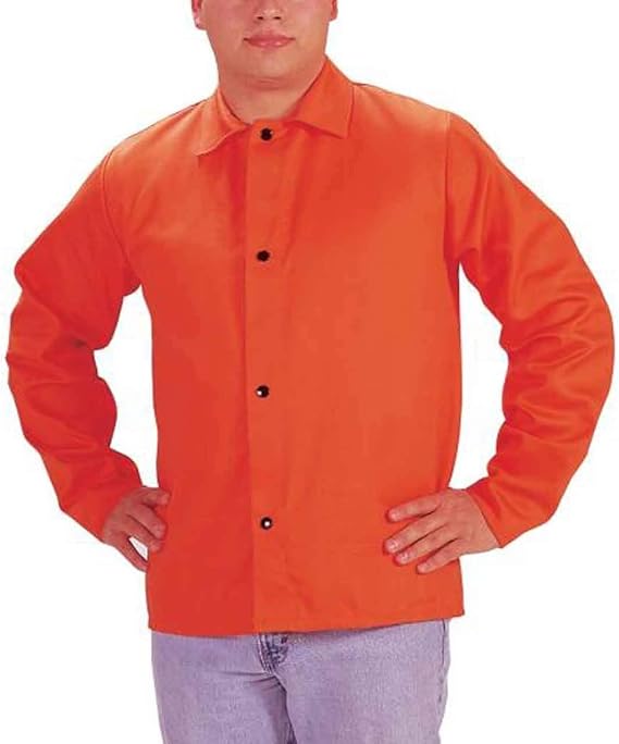 Tillman 6230D 30" 9 oz. Hi-Vis Orange FR Cotton Welding Jacket, Medium