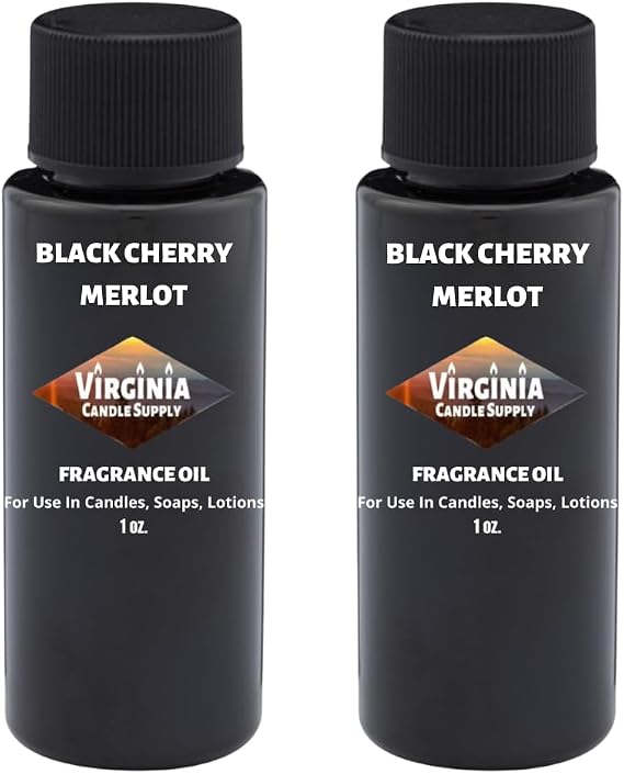 Virginia Candle Supply Black Cherry Merlot Fragrance Oil (2 oz Bottle) for Candle Making, Soap Making, Room Sprays, Lotions, Car Fresheners, Slime, Bath Bombs, Warmers