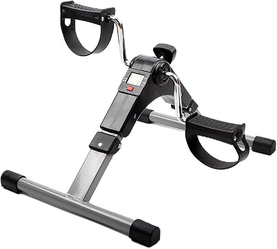 Folding Pedal Exerciser Under with LCD Screen Displays, Compact Exercise Bike Under Desk Bike Foot Pedal Exerciser, Arm & Leg Exercise Rehabilitation Machine