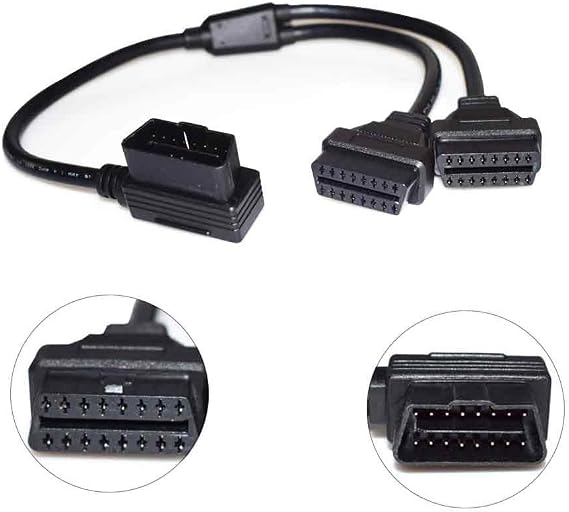Vgate 16 Pin OBD2 OBDII Diagnostic Extender Splitter Extension Cable Male to Dual Female Y Cable, 19 inches