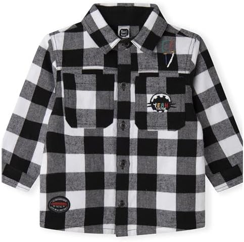Tuc Tuc | Boys' Long Sleeve Plaid Button Down Shirt | Collection Connect | Black & White