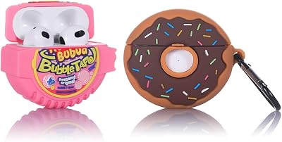 2 Pack BGAANM Cute Airpods 3 Cases Silicone Cover with Keychain, Cartoon Skin Design Headphones Charging Case Protective Cover Compatible for Airpods 3rd Generation BubbleDonut