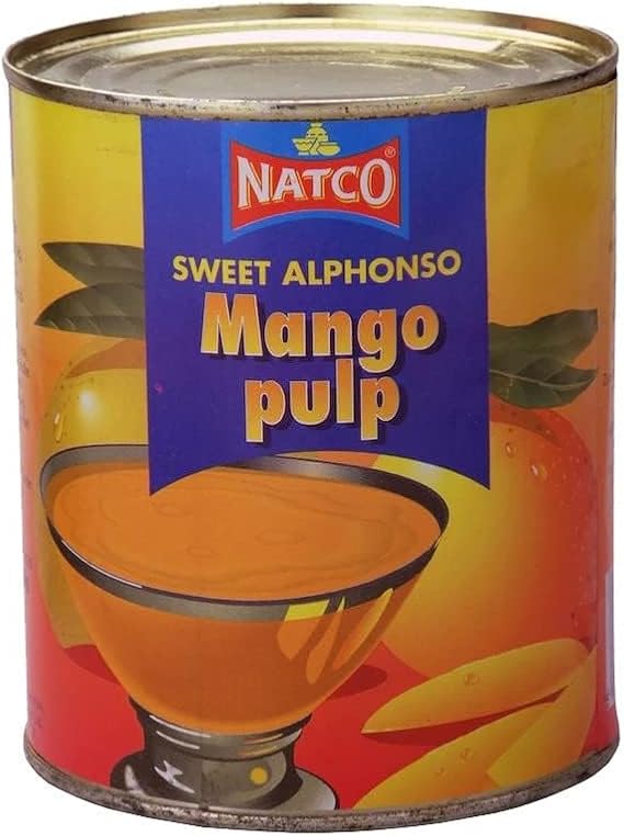 Natco-'s Sweet Alphonso Mango Pulp 850g Indian Sweet Dessert Puree for Shakes, Smoothies, and Ice Cream Pack of 2
