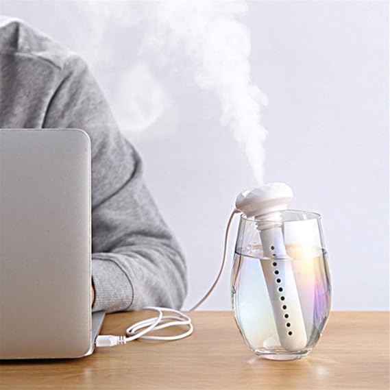 Cool Mist Humidifier Diffuser,Personal Desk Humidifier with Adjustable Length,Portable Mini USB Humidifier Travel Air Humidifying for Travel Office,Hotel,Household,Baby,Bedroom (Blue)