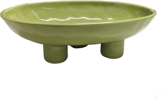 Large Three-Leg Ceramic Fruit Bowl,10 Inch Oval Serving Dish for Kitchen Counter,Footed Bowl Fruit Holder,Candy or Key Holder,Decorative Bowls for Home Decor
