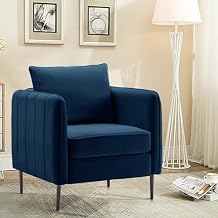 Accent Chair for Living Room Chairs,Velvet Modern Upholstered Chairs Living Room,Cozy Armchair,Barrel Chair (1, Navy)